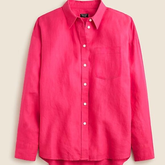 J. Crew Étienne oversized shirt in Baird McNutt Irish linen in Snapdragon XL - Picture 1 of 6